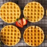 These homemade Freezer Waffles are so easy to make in just a few minutes and can be frozen for months! Simply pull one out of the freezer and toss it in the toaster, air fryer, or oven and breakfast is ready!