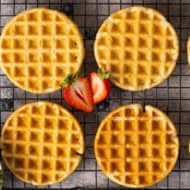 These homemade Freezer Waffles are so easy to make in just a few minutes and can be frozen for months! Simply pull one out of the freezer and toss it in the toaster, air fryer, or oven and breakfast is ready!