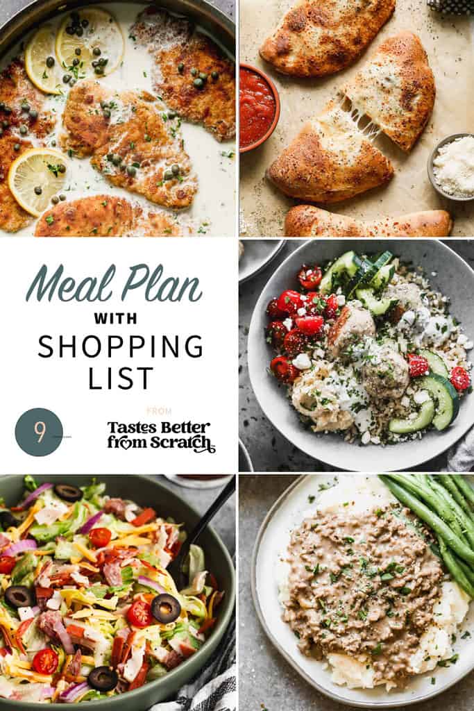 A collage of 5 recipes for meal plan 9.
