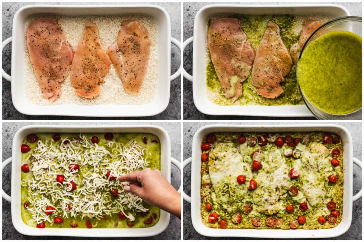 Make this one-pan Pesto Chicken and Rice recipe with simple pantry ingredients in just a few minutes! It's so flavorful, kid-friendly, and great for guests!