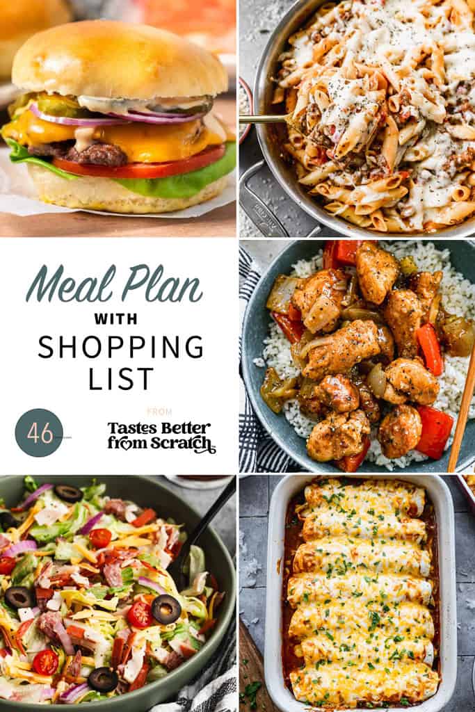 A collage of 5 recipes from meal plan 46.