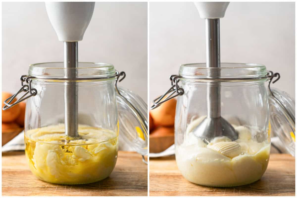 Learn how to make homemade mayo with just 5 ingredients in a jar. The immersion blender does all the work and it's ready in seconds!