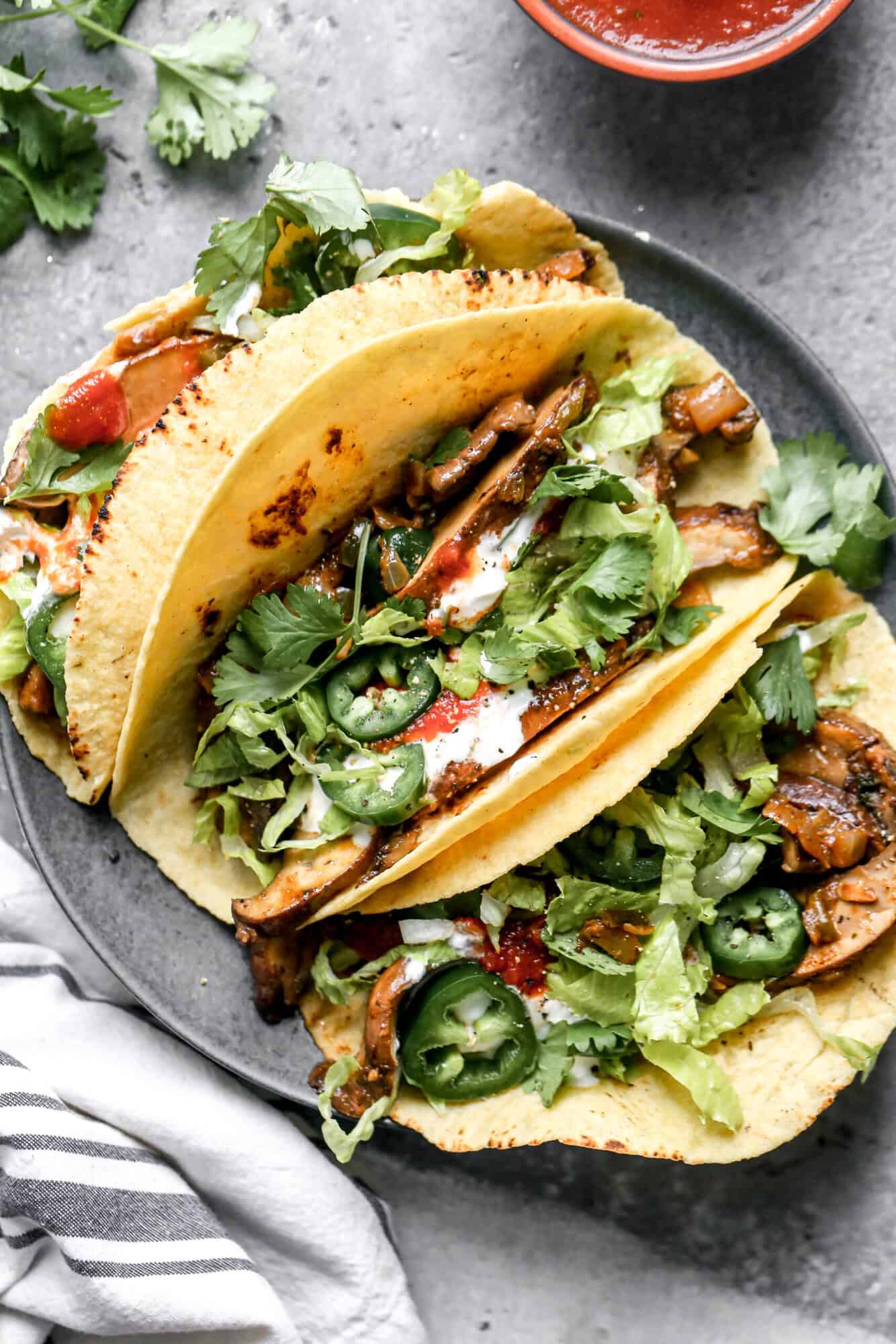 Grilled Mushroom Tacos skip the oven and the stress, making them ideal for a laid back summer dinner outside.
