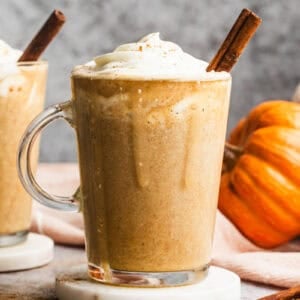 This easy Pumpkin Protein Shake recipe only takes 5 minutes and tastes like Fall in a cup! It's so easy and high protein too!