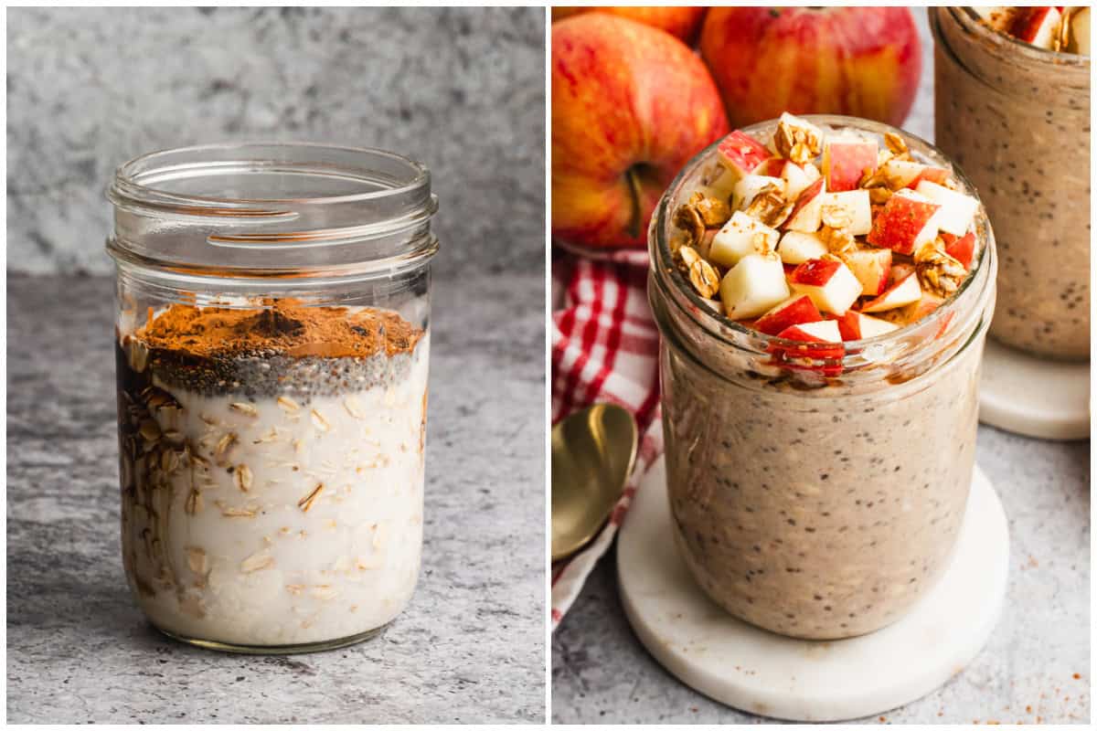 The best Apple Cinnamon Overnight Oats recipe tastes like apple pie in a jar. It uses pantry ingredients for a perfect and creamy breakfast or snack.