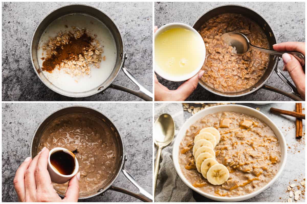 Learn how to make the best Protein Oatmeal by stirring in egg whites while it's cooking. You don't taste it at all but it makes the oatmeal delicious, fluffy, and creamy!