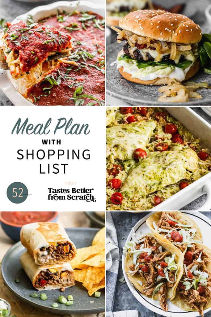 A collage of 5 recipes from meal plan 52.