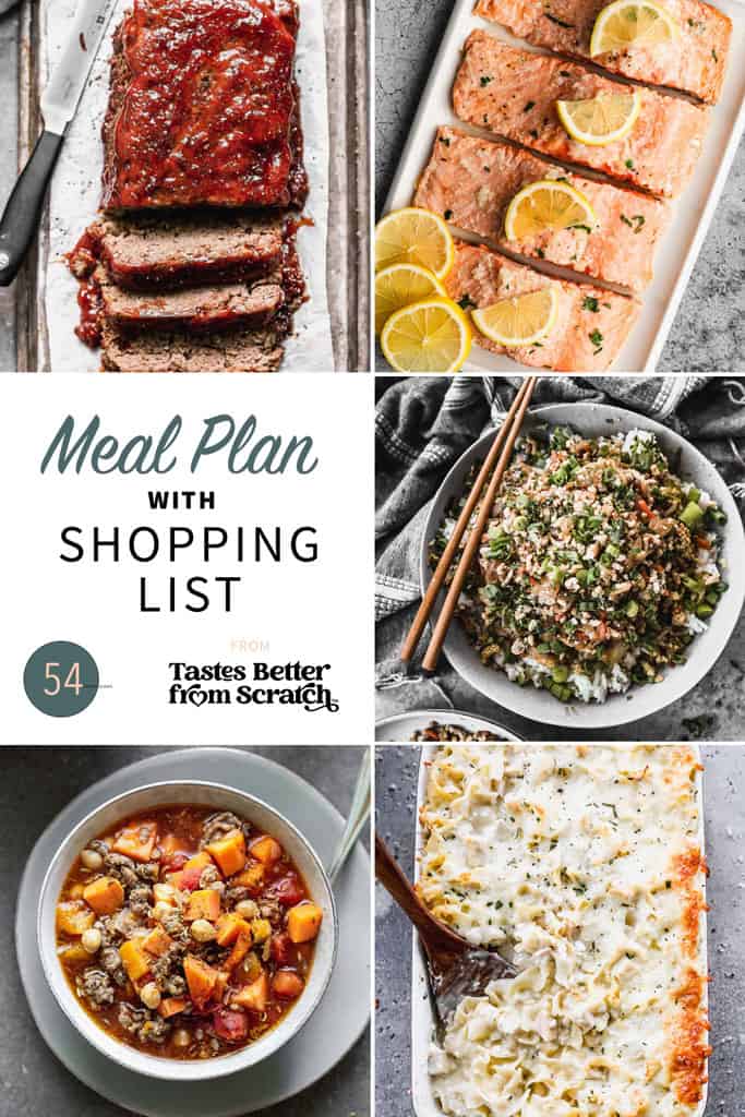 A collage of 5 recipes from meal plan 54.