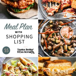 A collage of 5 recipes from meal plan 55.