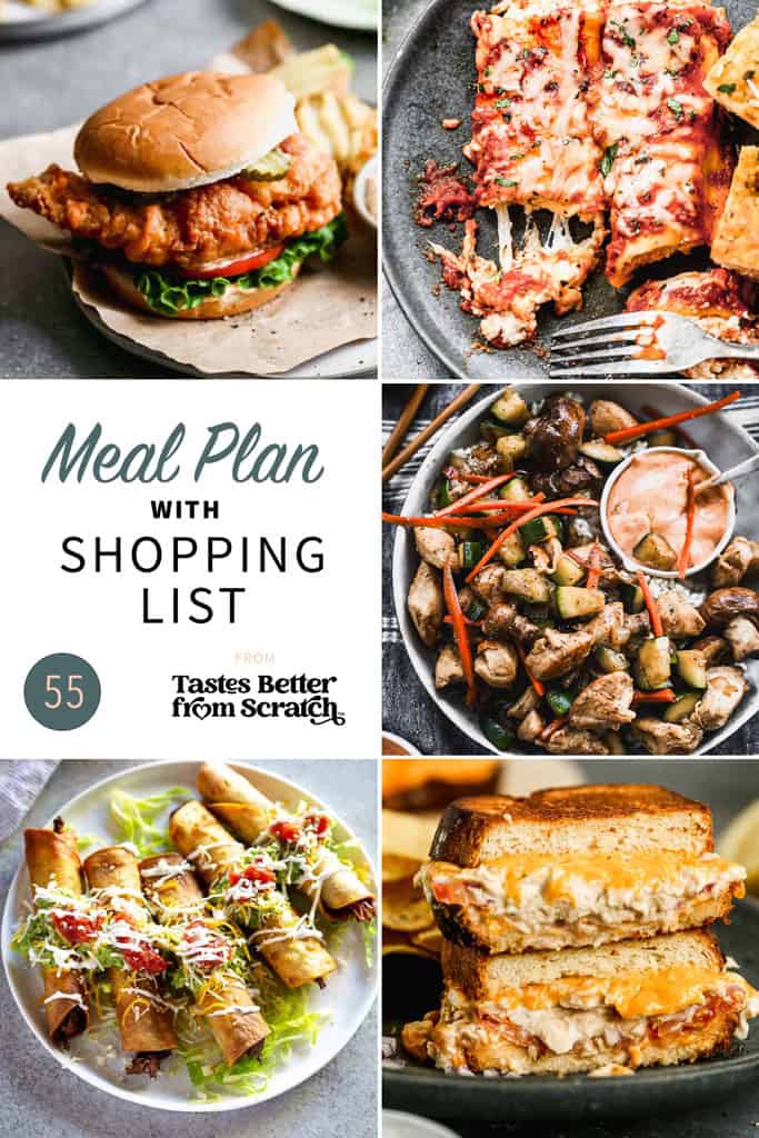 A collage of 5 recipes from meal plan 55.