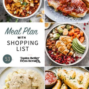 A collage of 5 recipes from meal plan 53.