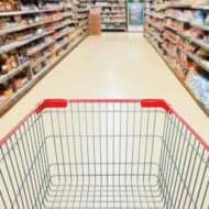 empty cart in grocery isle