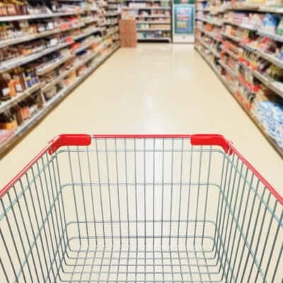 empty cart in grocery isle