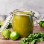 This easy Green Enchilada Sauce is so flavorful and made with fresh ingredients. It's quick to make and makes enough to freeze for next time!