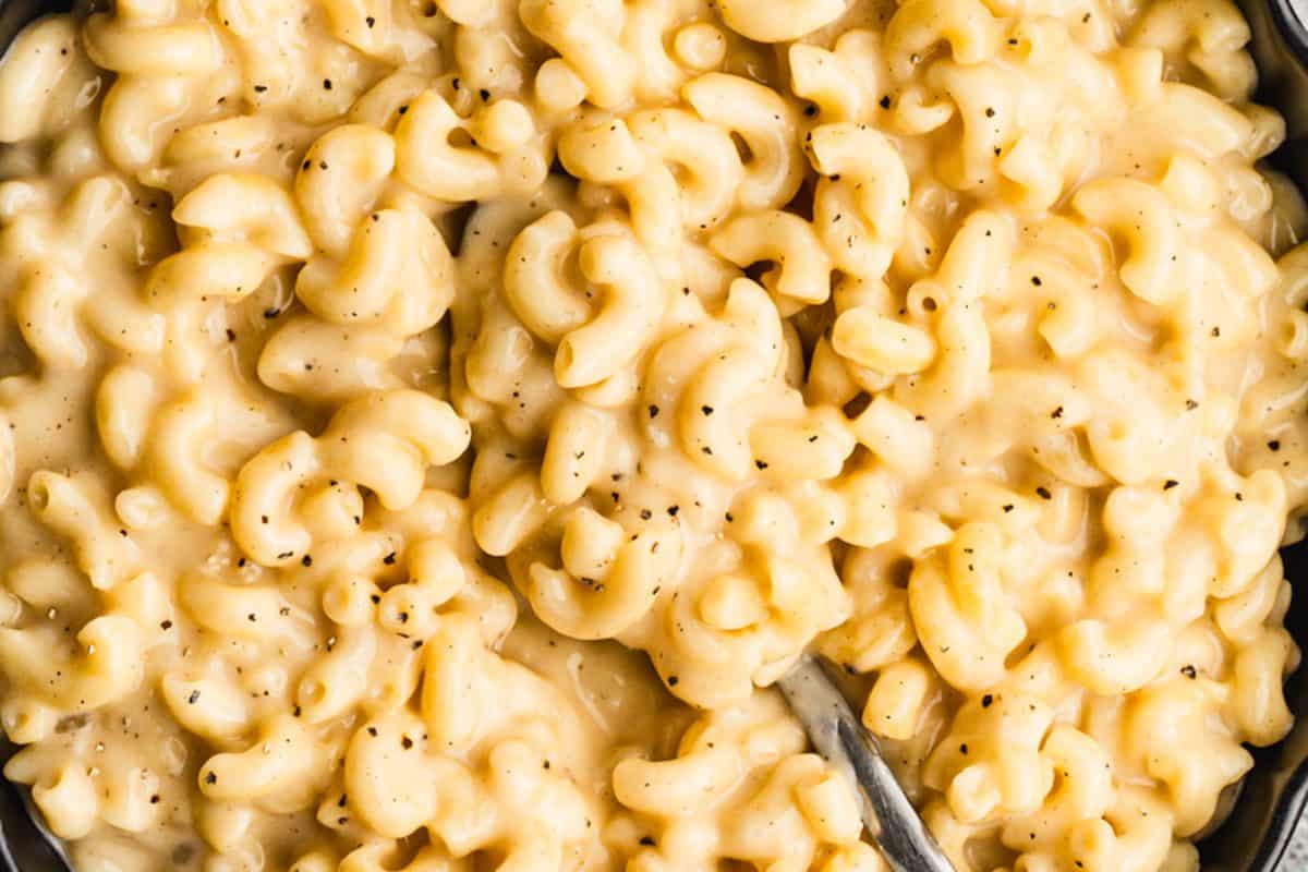 Protein Mac and Cheese has macaroni in a creamy cottage cheese and sharp cheddar sauce. It's the best combination of comfort food and protein!