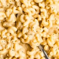 Protein Mac and Cheese has macaroni in a creamy cottage cheese and sharp cheddar sauce. It's the best combination of comfort food and protein!