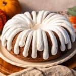 This easy Pumpkin Bundt Cake looks impressive but is made in just one bowl and couldn't be more simple! It looks fancy, feeds a crowd, and is perfect for any Fall gathering!