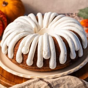This easy Pumpkin Bundt Cake looks impressive but is made in just one bowl and couldn't be more simple! It looks fancy, feeds a crowd, and is perfect for any Fall gathering!