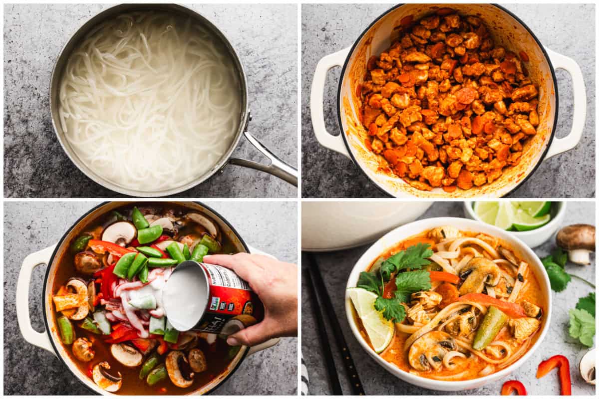This easy Thai Noodle Soup recipe is so easy to make with rice noodles, chicken, veggies, and such a flavorful broth!