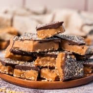 This easy Homemade Toffee recipe has the perfect snap and buttery flavor. You'll be surprised how easy it is to make too!